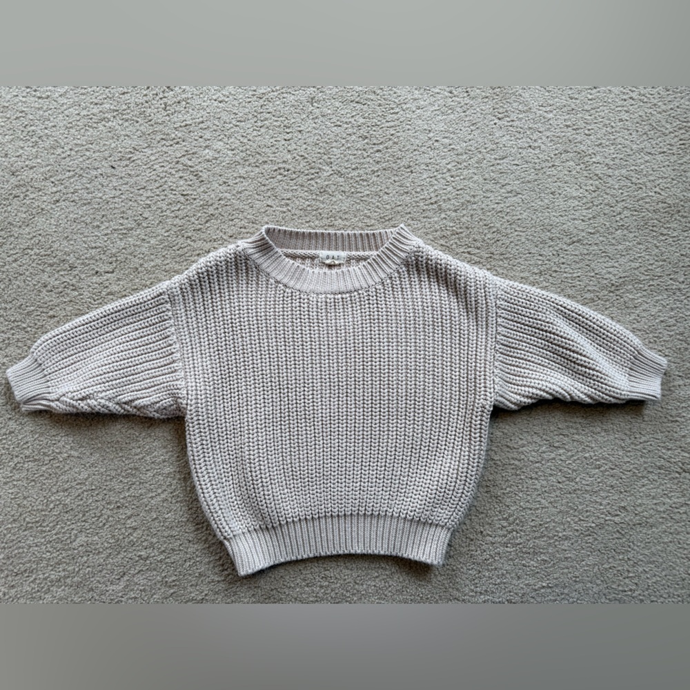 Oat Co Chunky Knit Sweater 1-2Y Oatmeal 100% Cotton